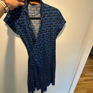 Antoine & Lili French Designer Blue and Black Wrap Dress